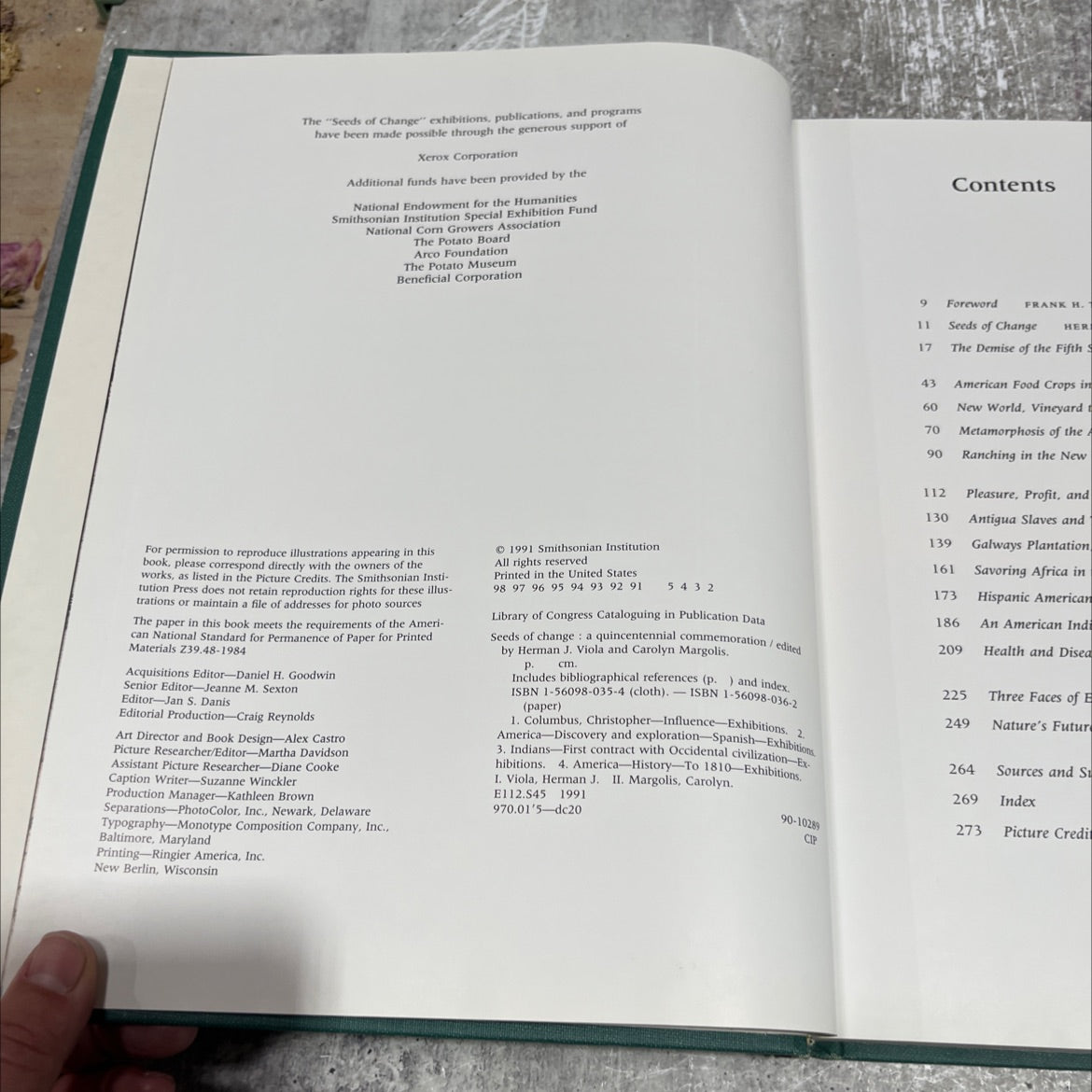 seeds of change a quincentennial commemoration book, by herman j. viola and carolyn margolis, 1991 Hardcover image 3