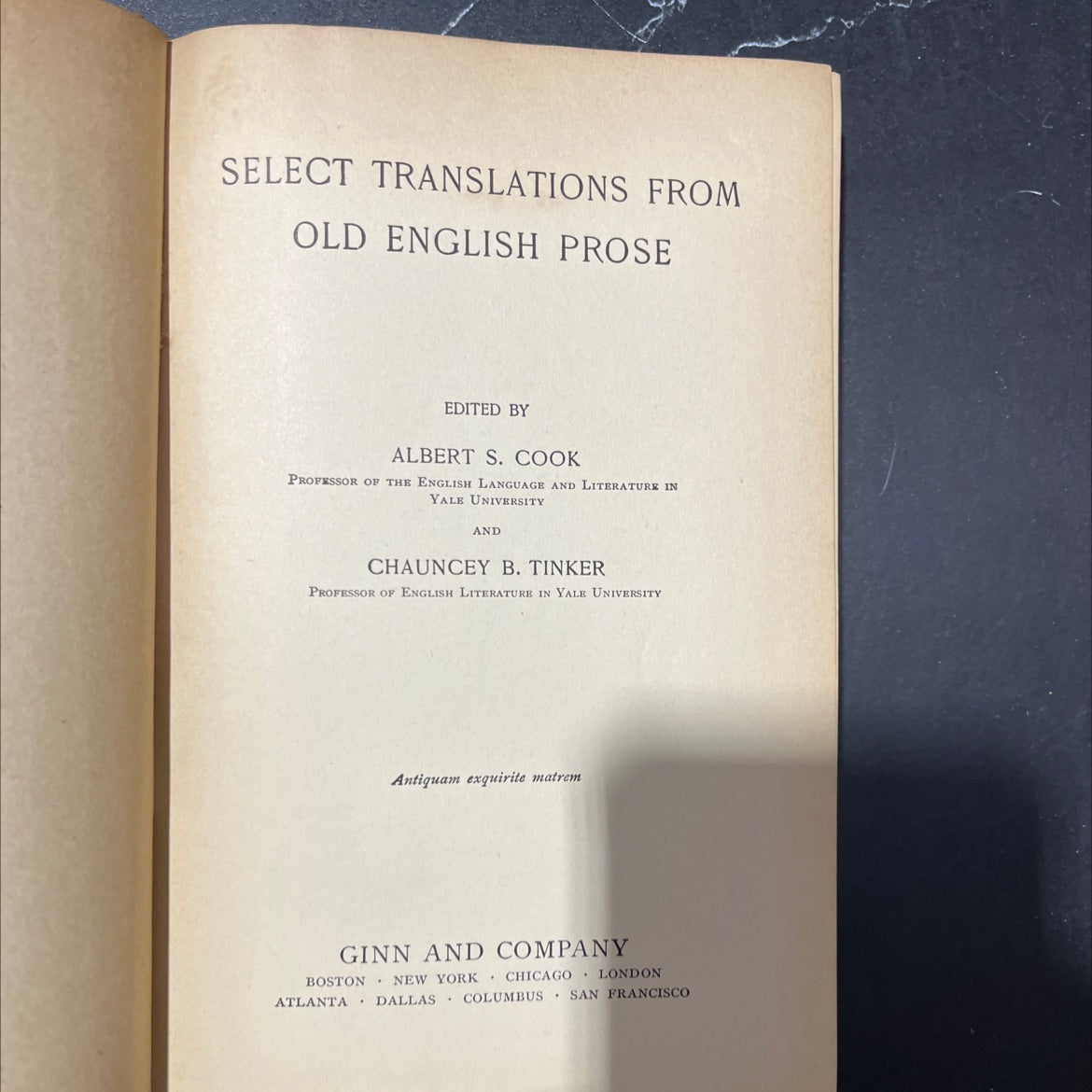 select translations from old english prose book, by albert s. cook, chauncey b. tinker, 1908 Hardcover image 2