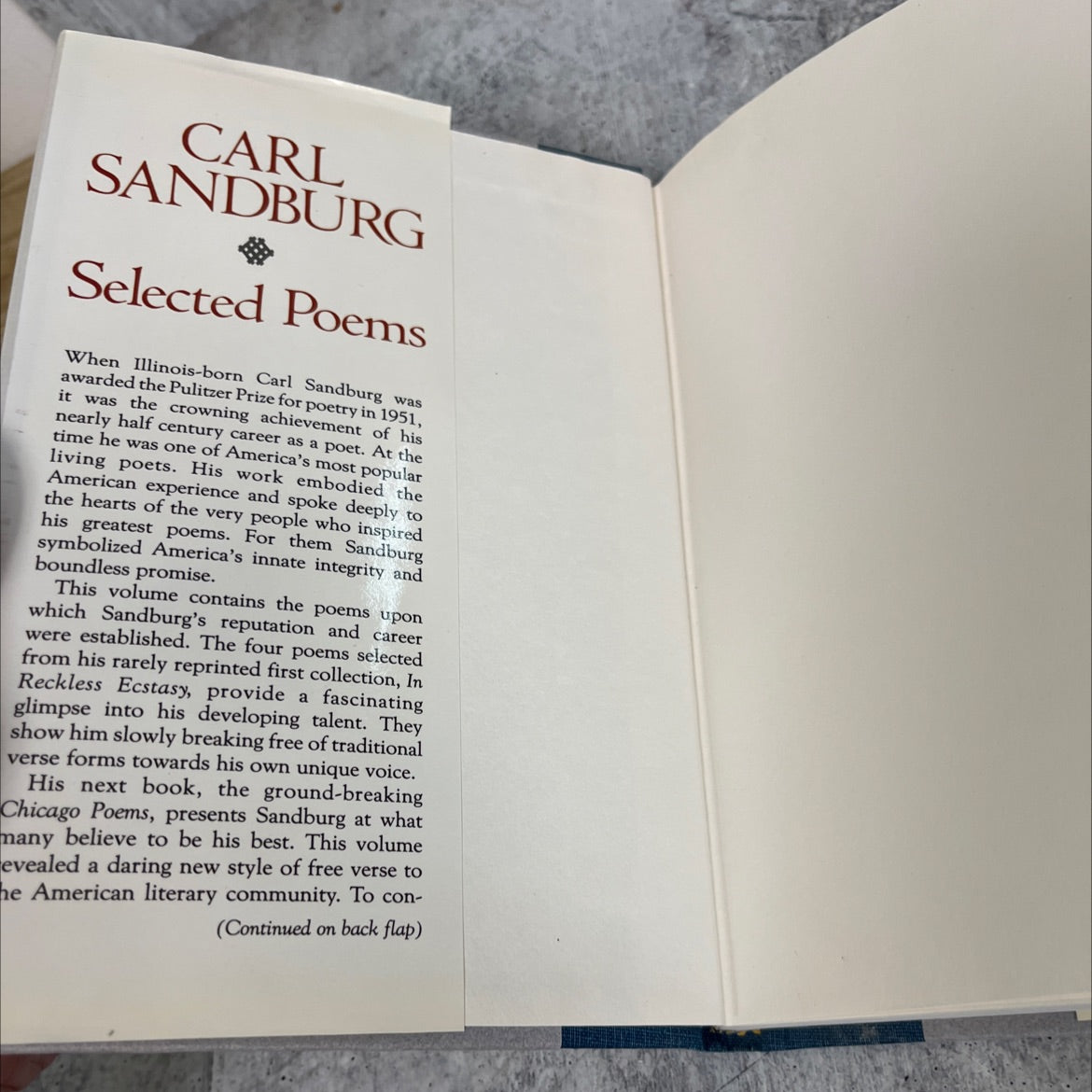selected poems of carl sandburg book, by Carl Sandburg, 1992 Hardcover image 4