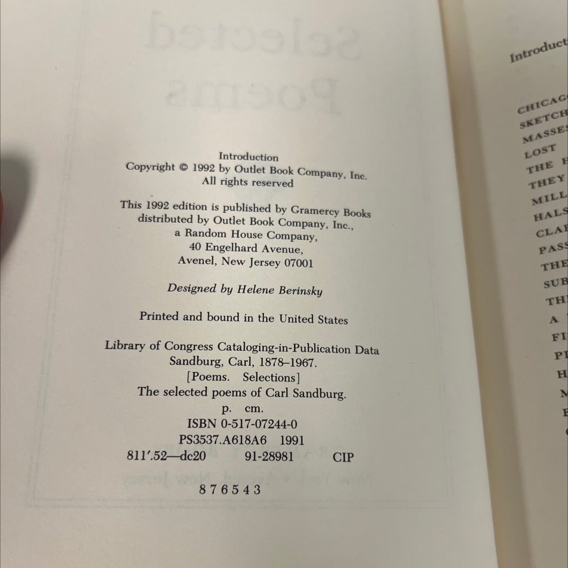 selected poems of carl sandburg book, by Carl Sandburg, 1992 Hardcover image 3