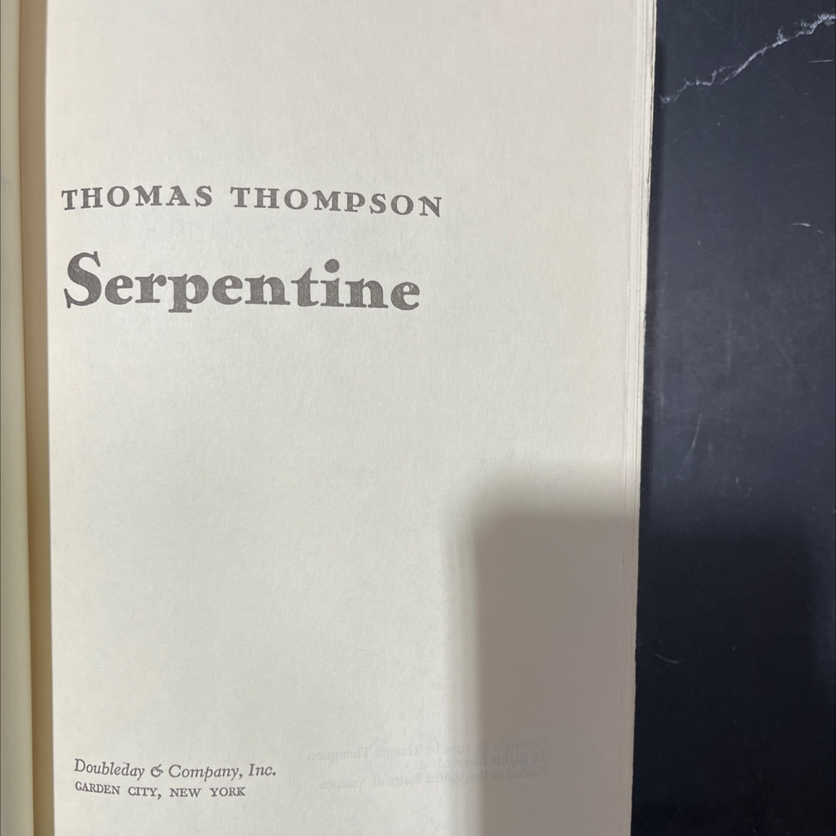 serpentine book, by thomas thompson, 1979 Hardcover image 2
