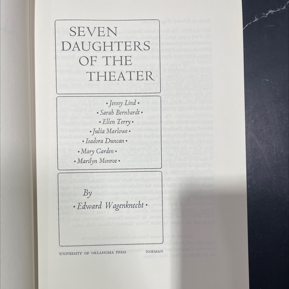 seven daughters of the theater book, by edward wagenknecht, 1964 Hardcover image 2