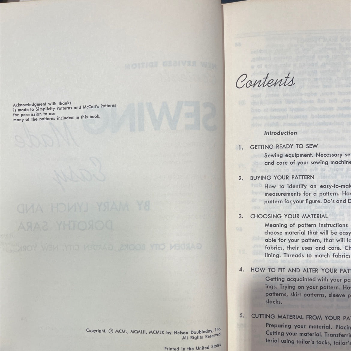 sewing made easy book, by mary lynch and dorothy sara, 1960 Hardcover image 3