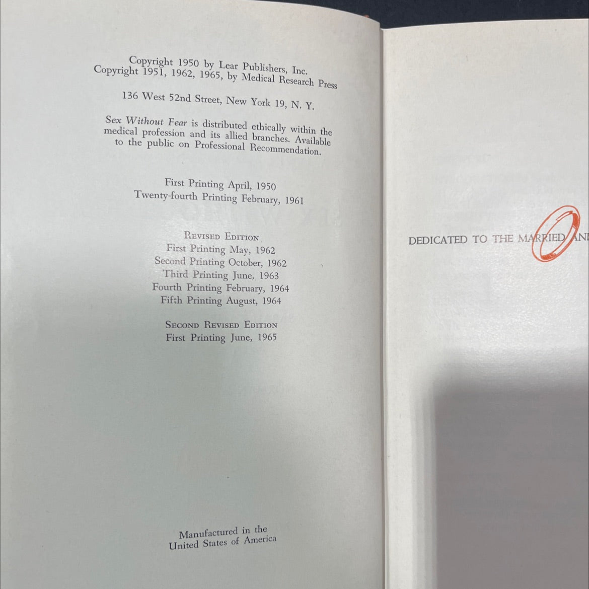sex without fear book, by s. a. lewin, m.d. and john gilmore, ph.d., 1965 Hardcover image 3