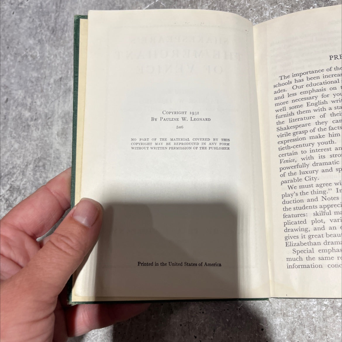 shakespeare's the merchant of venice book, by pauline w. leonard, 1931 Hardcover image 3