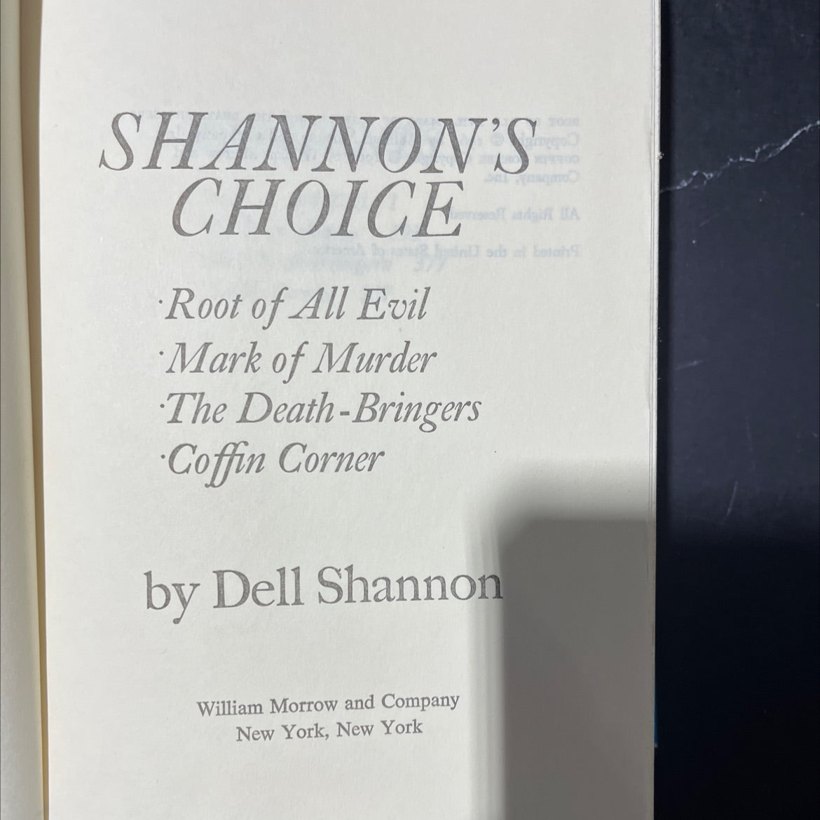 shannon's choice root of all evil mark of murder the death-bringers coffin corner book, by dell shannon, 1966 Hardcover image 2
