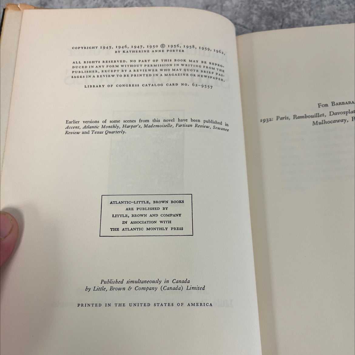 ship of fools book, by katherine anne porter, 1962 Hardcover, First Edition, Vintage image 3