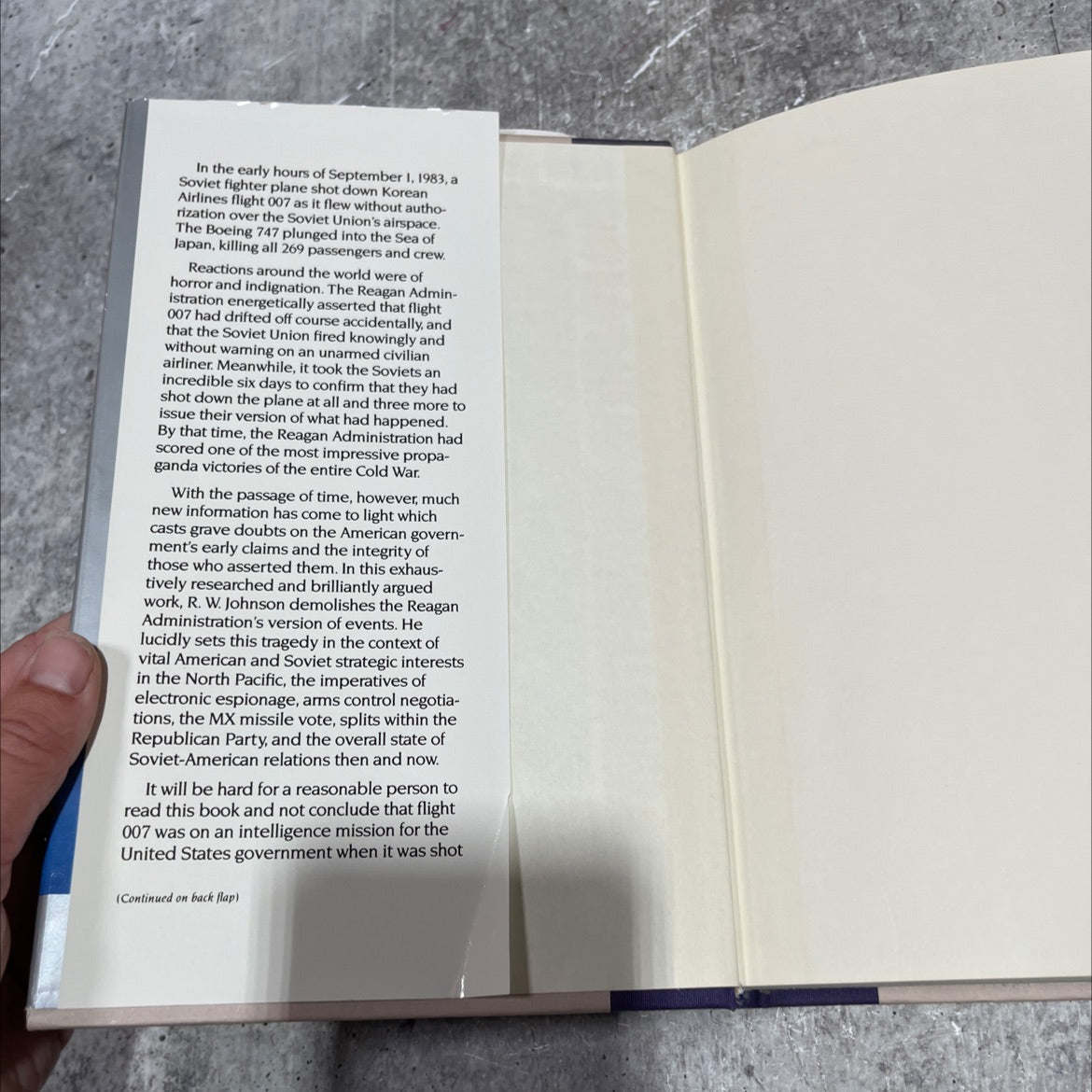 shootdown flight 007 and the american connection book, by R. W. Johnson, 1986 Hardcover image 4