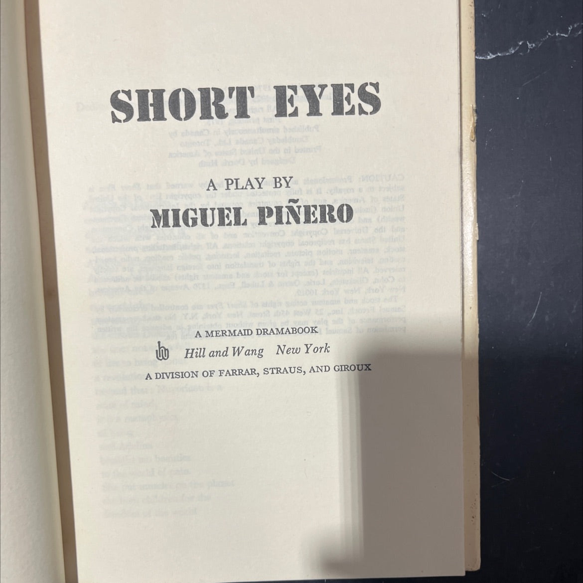 short eyes book, by miguel piñero, 1975 Hardcover image 2