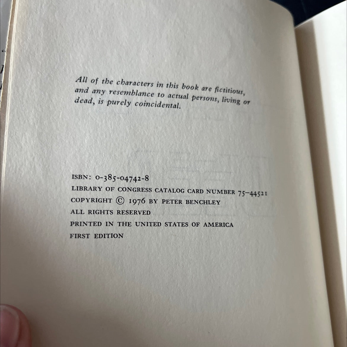 shulen denun book, by peter benchley, 1976 Hardcover image 3