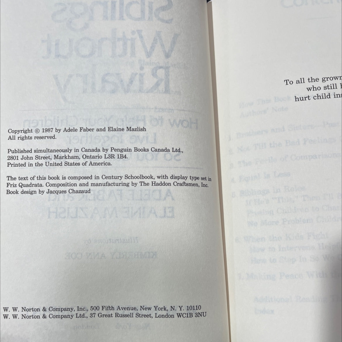 siblings without rivalry book, by adele faber and elaine mazlish, 1987 Hardcover image 3