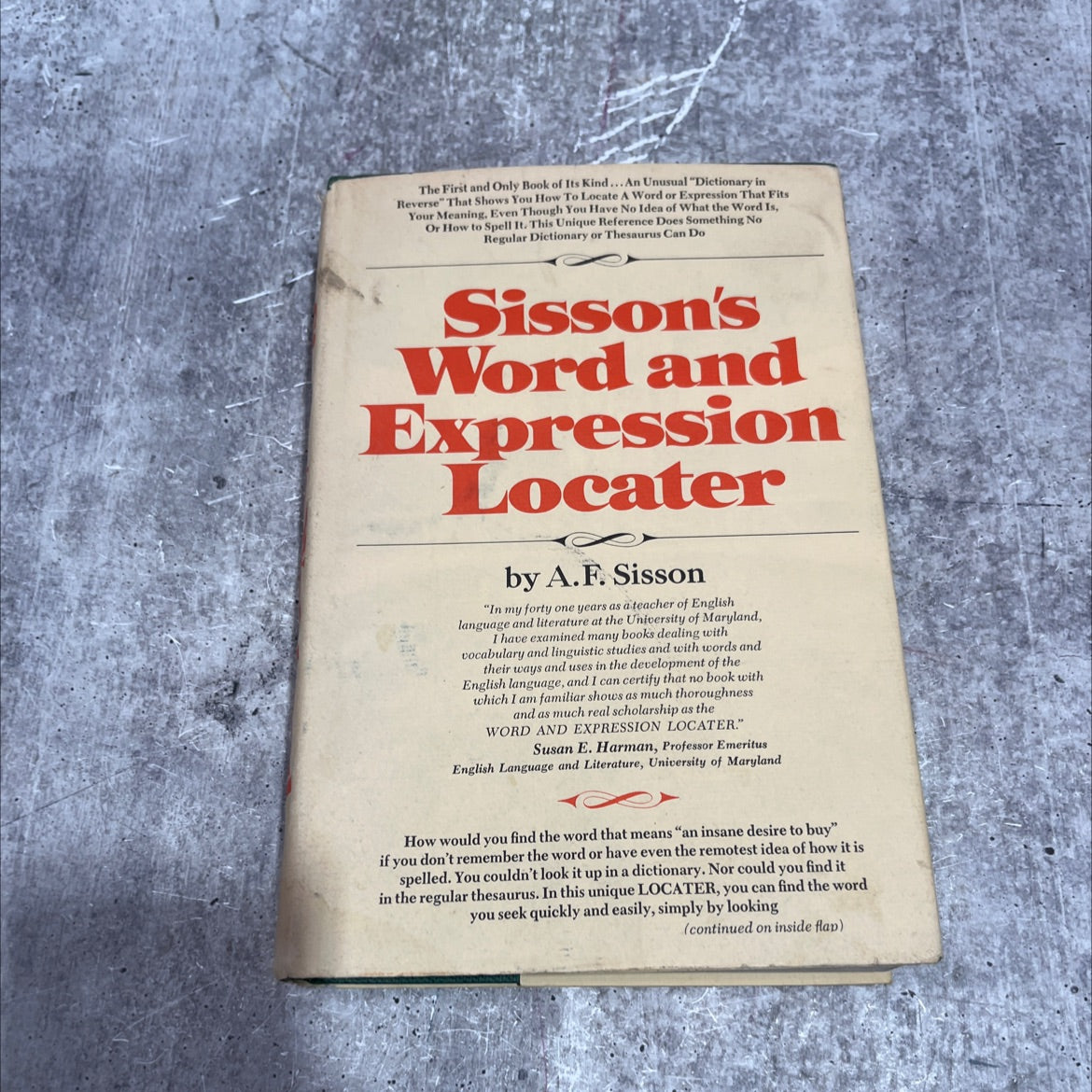 sisson's word and expression locater book, by a. f. sisson, 1977 Hardcover image 1