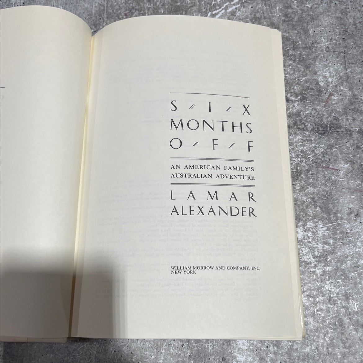 six months off an american family's australian adventure book, by lamar alexander, 1988 Hardcover image 2