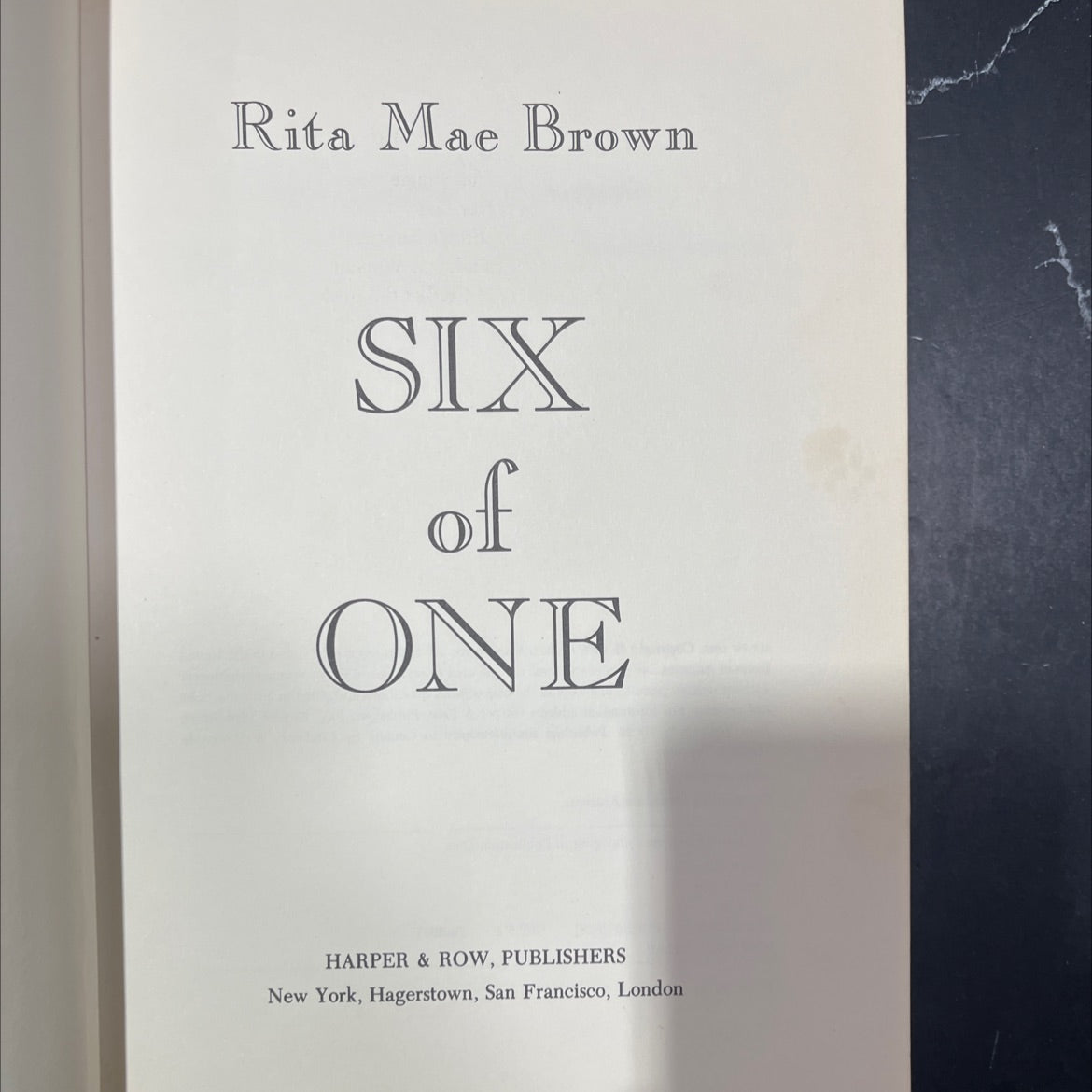 six of one book, by Rita Mae Brown, 1978 Hardcover image 2