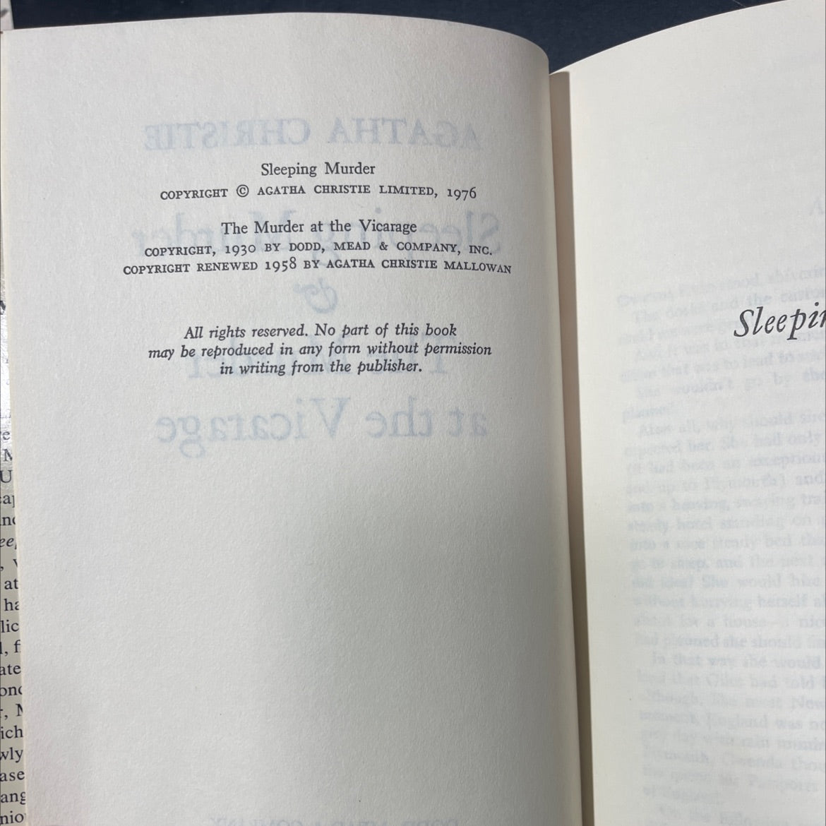 sleeping murder book, by agatha christie, 1976 Hardcover image 3
