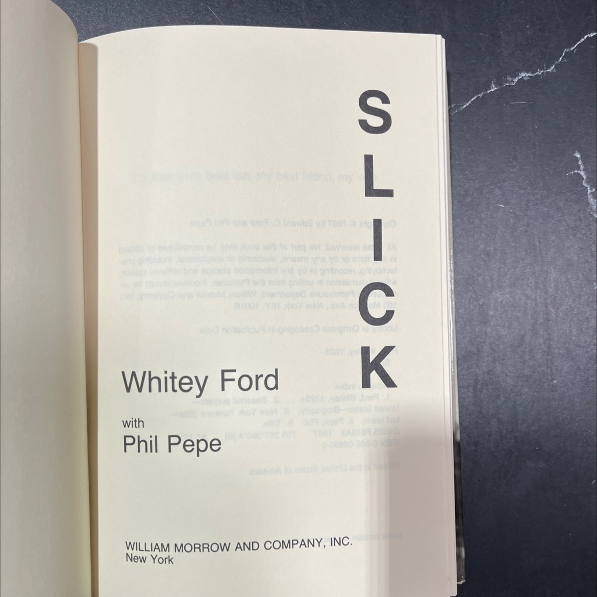 slick book, by whitey ford and phil pepe, 1987 Hardcover image 2