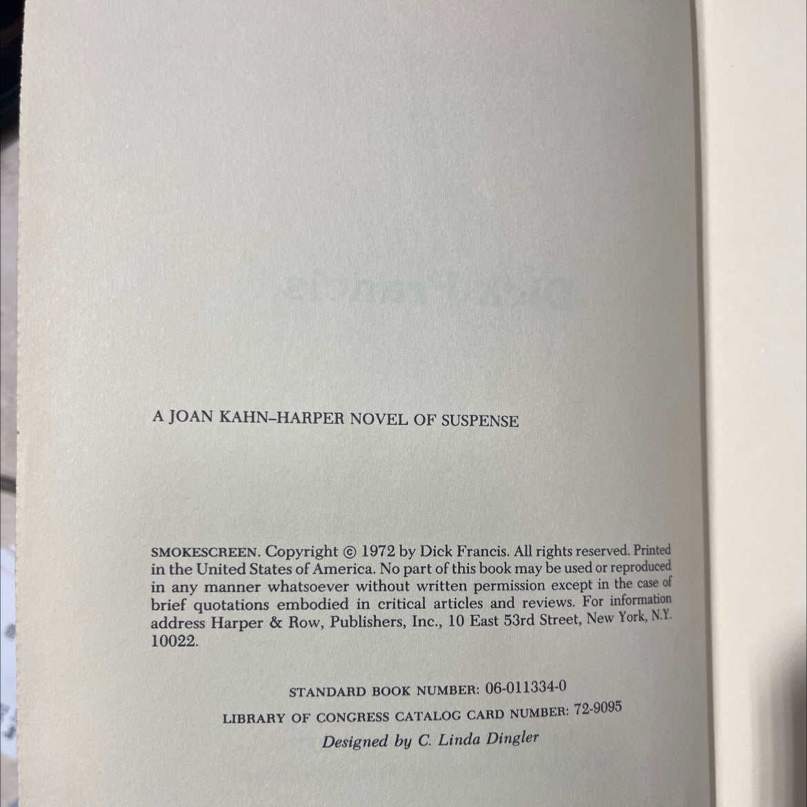 smokescreen book, by Dick Francis, 1972 Hardcover image 3