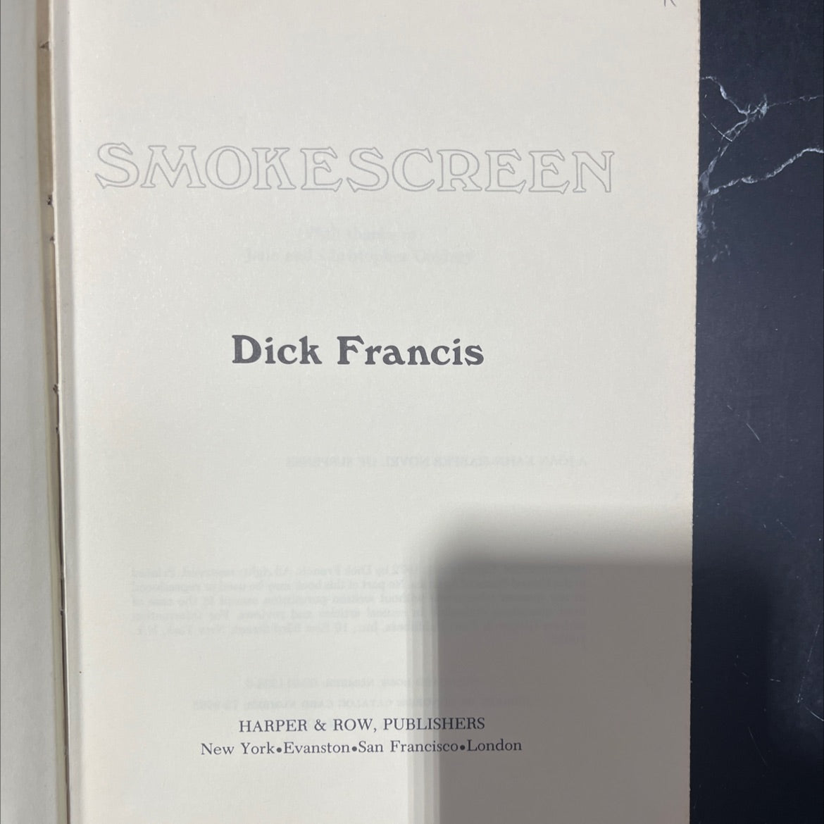 smokescreen book, by Dick Francis, 1972 Hardcover image 2