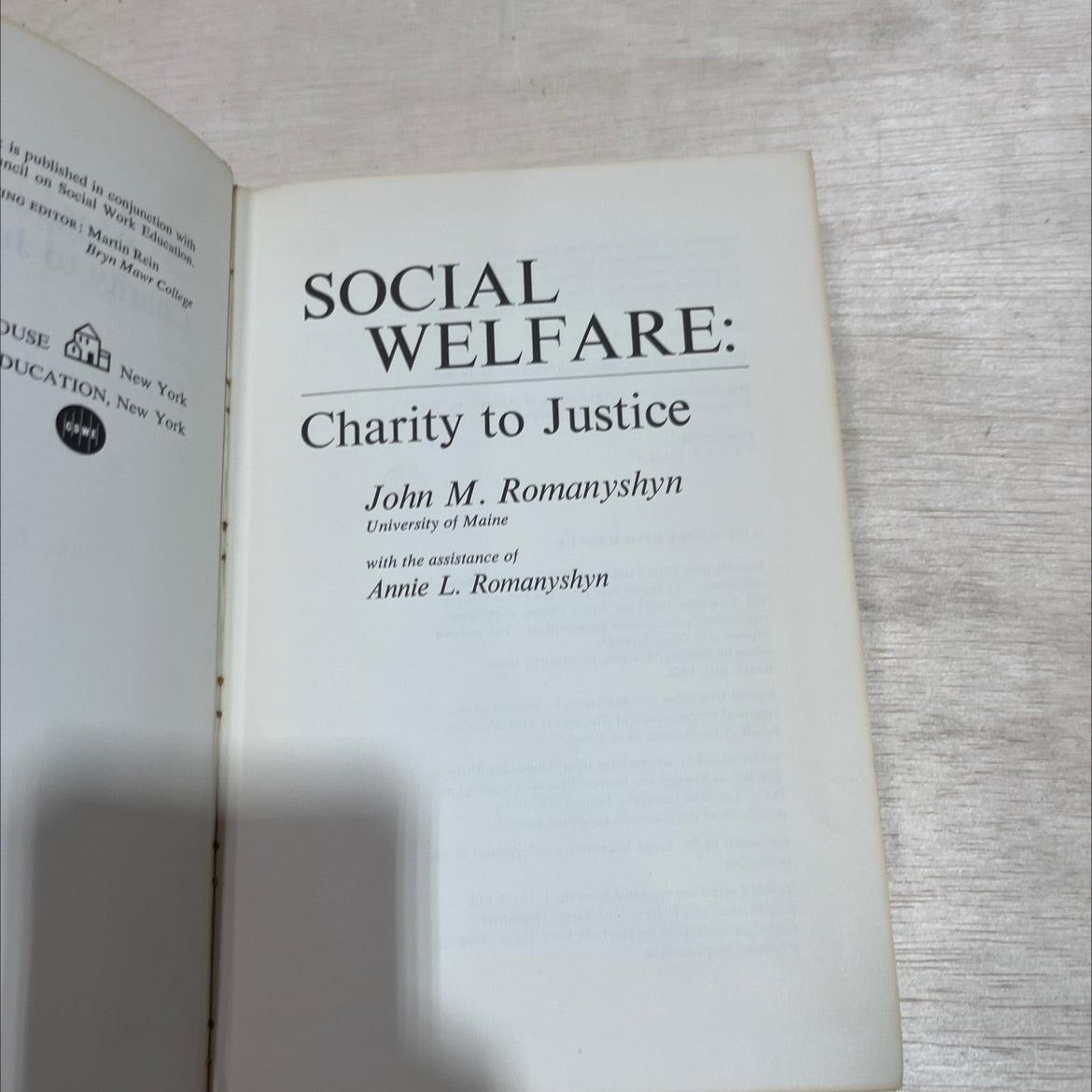 social welfare: charity to justice book, by john m. romanyshyn, 1971 Hardcover image 2
