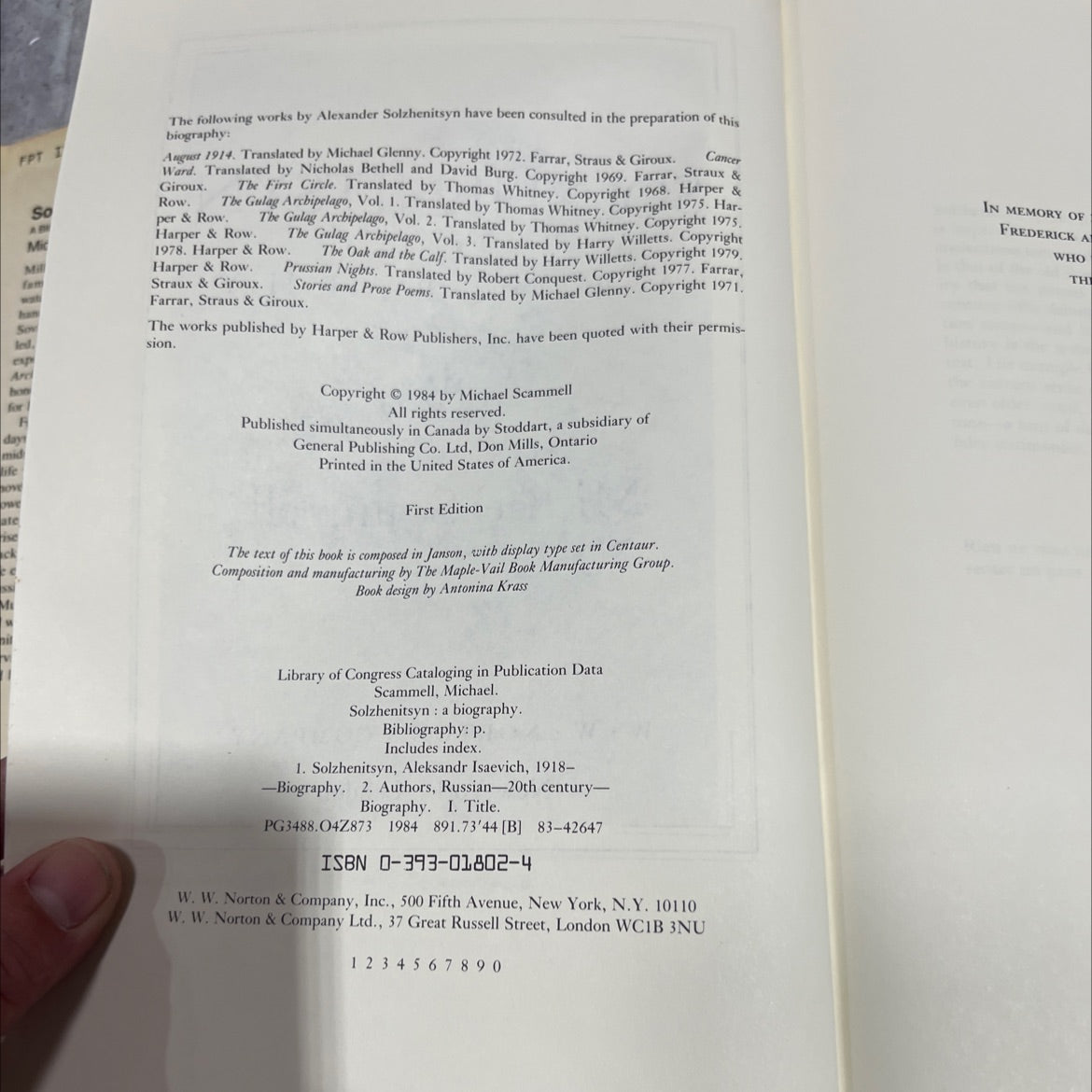 solzhenitsyn a biography book, by michael scammell, 1984 Hardcover image 3