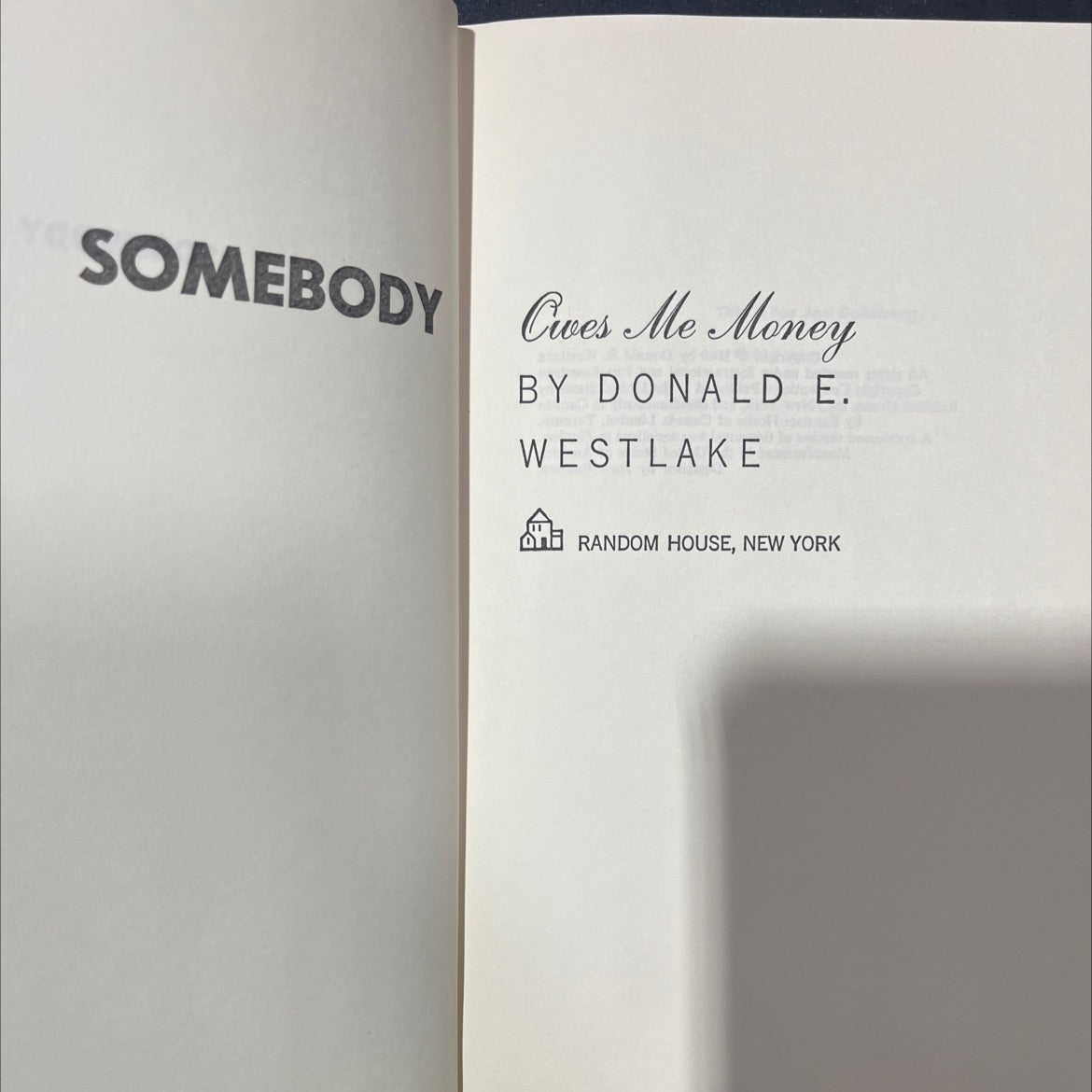 somebody cwes me money book, by donald e. westlake, 1969 Hardcover image 2