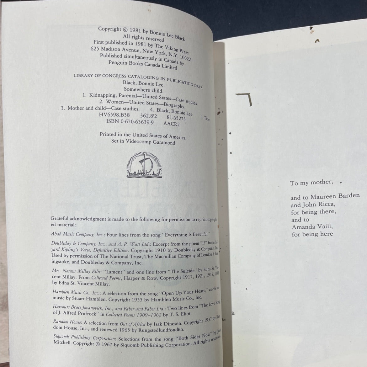 somewhere child book, by Bonnie Lee Black, 1981 Hardcover image 3