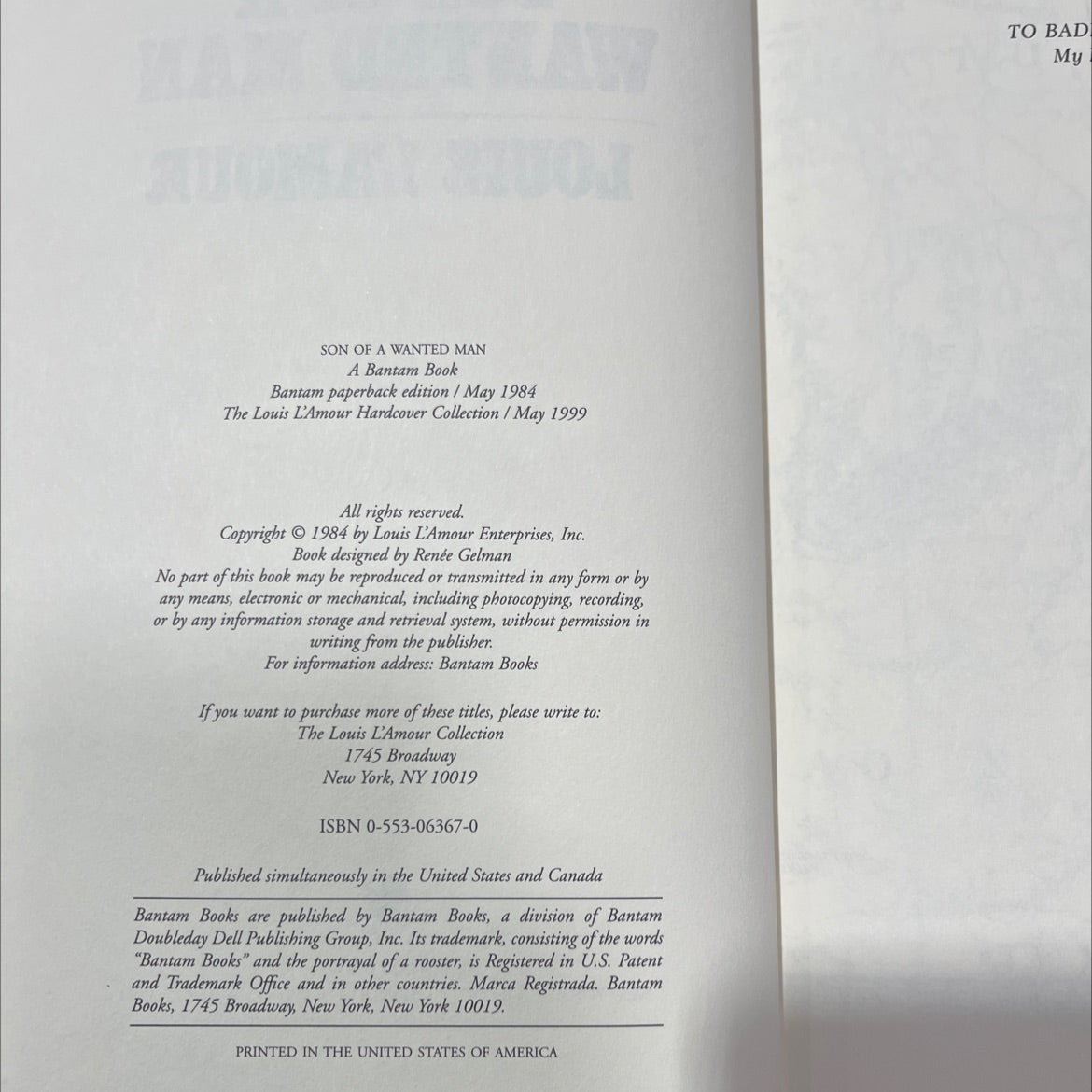 son of a wanted man book, by louis l'amour, 1999 Leather image 3