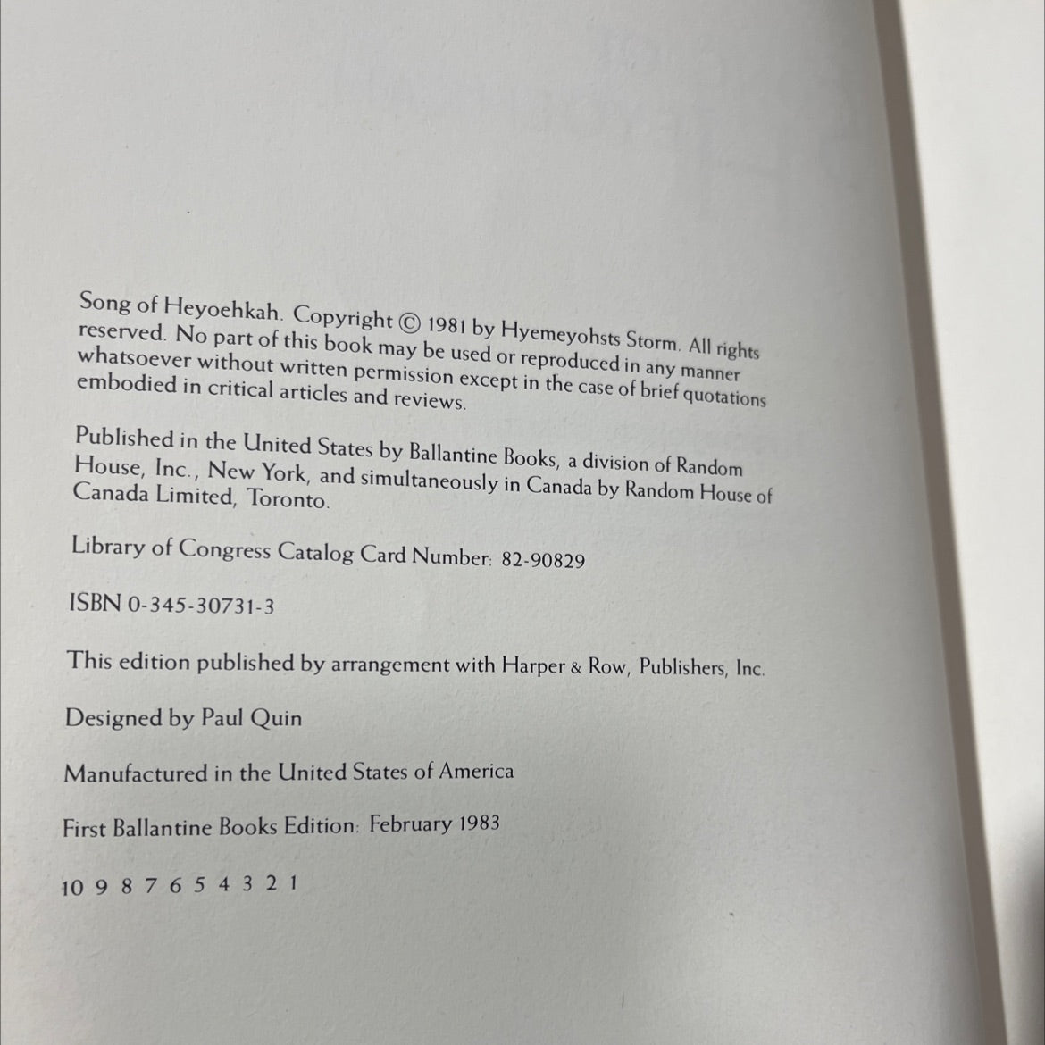 song of eyoehkah song hey sh book, by hyemeyohsts storm, 1983 Paperback image 3