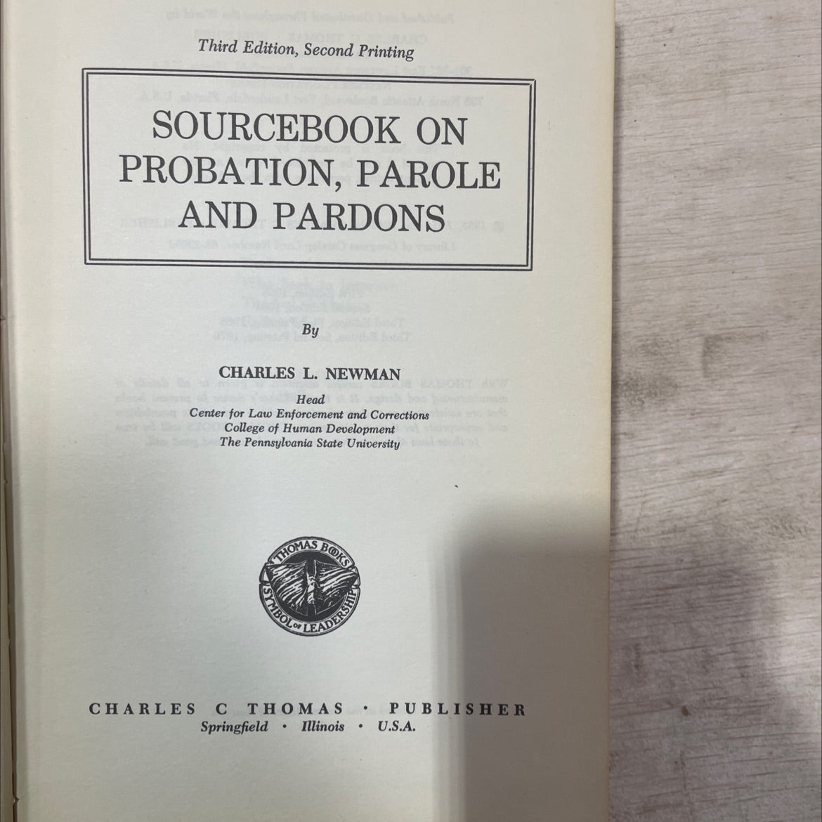 sourcebook on probation, parole and pardons book, by charles l. newman, 1970 Hardcover, Vintage image 2