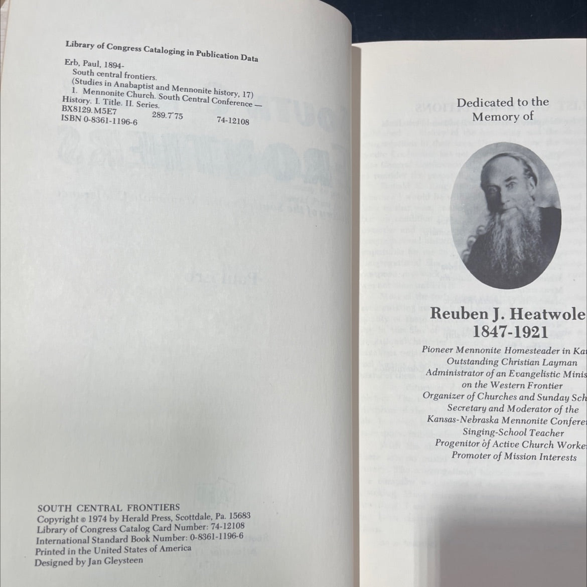 south central frontiers book, by Paul Erb, 1974 Hardcover image 3