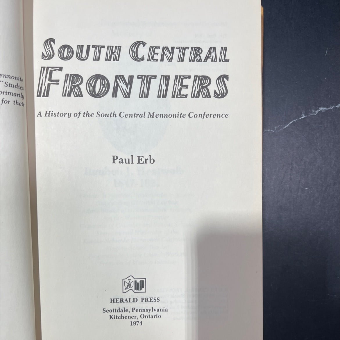 south central frontiers book, by Paul Erb, 1974 Hardcover image 2
