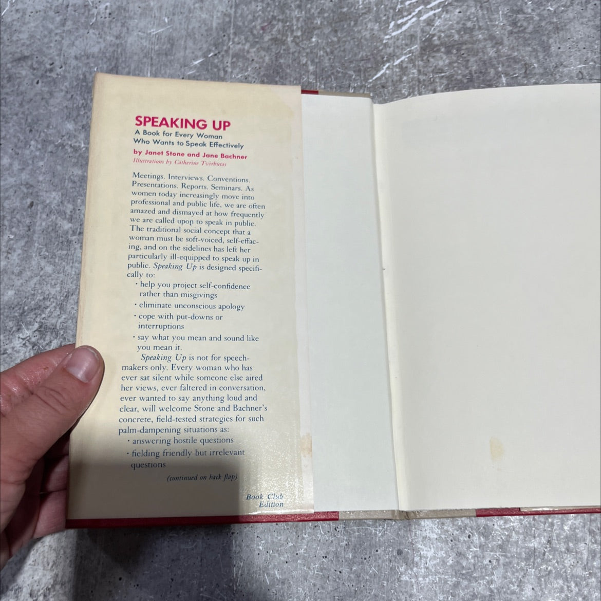 speaking up a book for every woman who wants to speak effectively book, by Janet Stone / Jane Bachner, 1977 Hardcover image 4