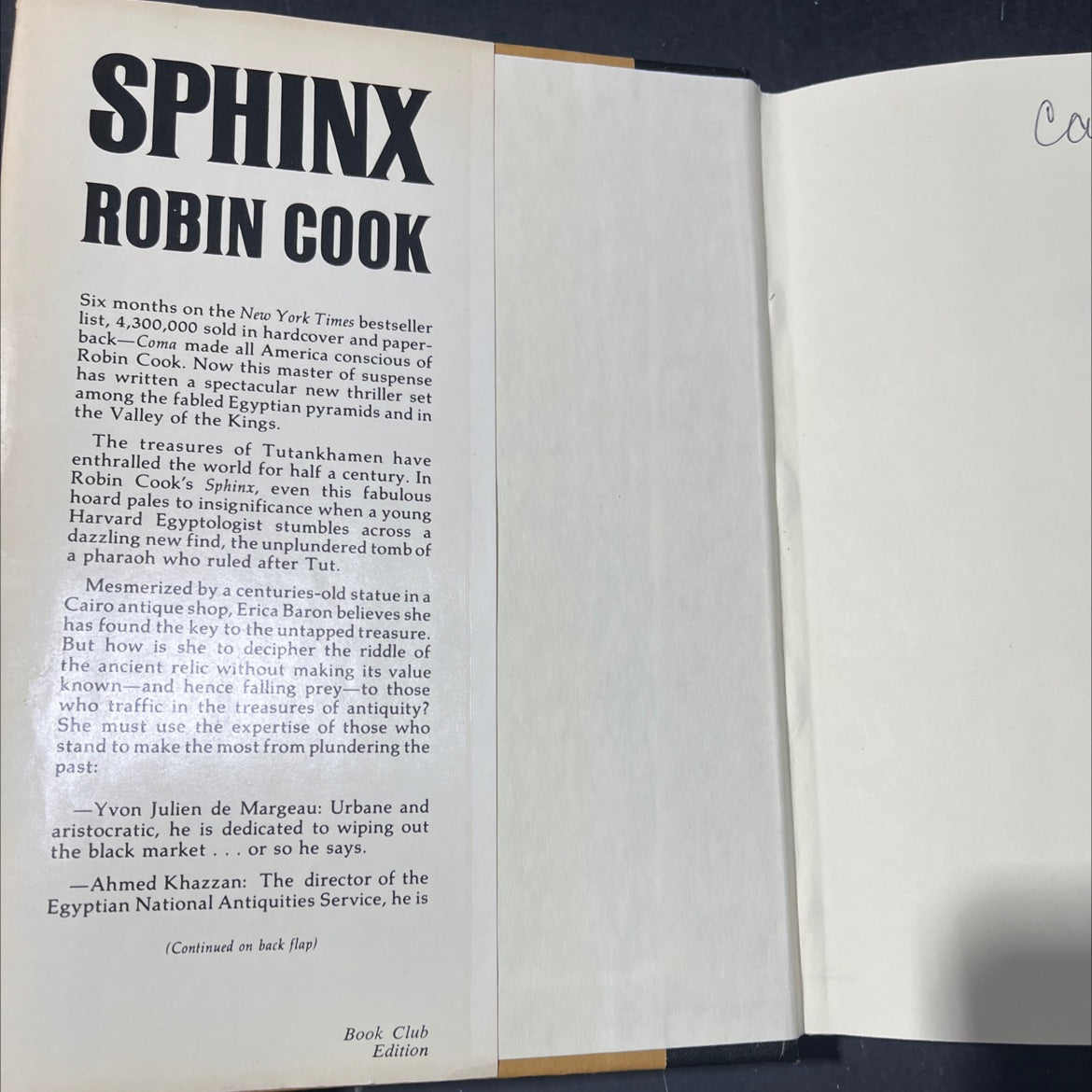 sphinx book, by robin cook, 1979 Hardcover image 4