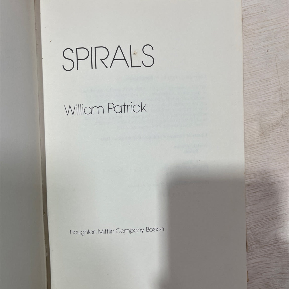 spirals book, by William Patrick, 1983 Hardcover, First Edition, Vintage image 2
