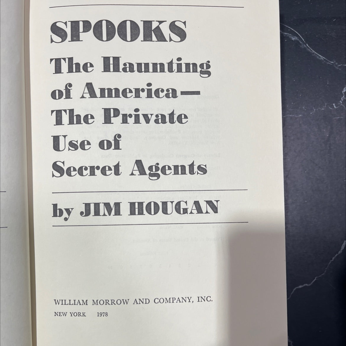 spooks the haunting of america- the private use of secret agents book, by jim hougan, 1978 Hardcover image 2