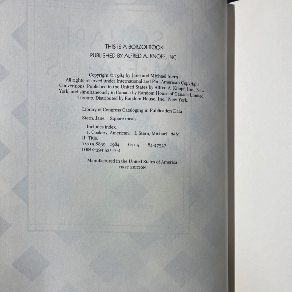 square meals book, by Jane and Michael Stern, 1984 Hardcover image 3