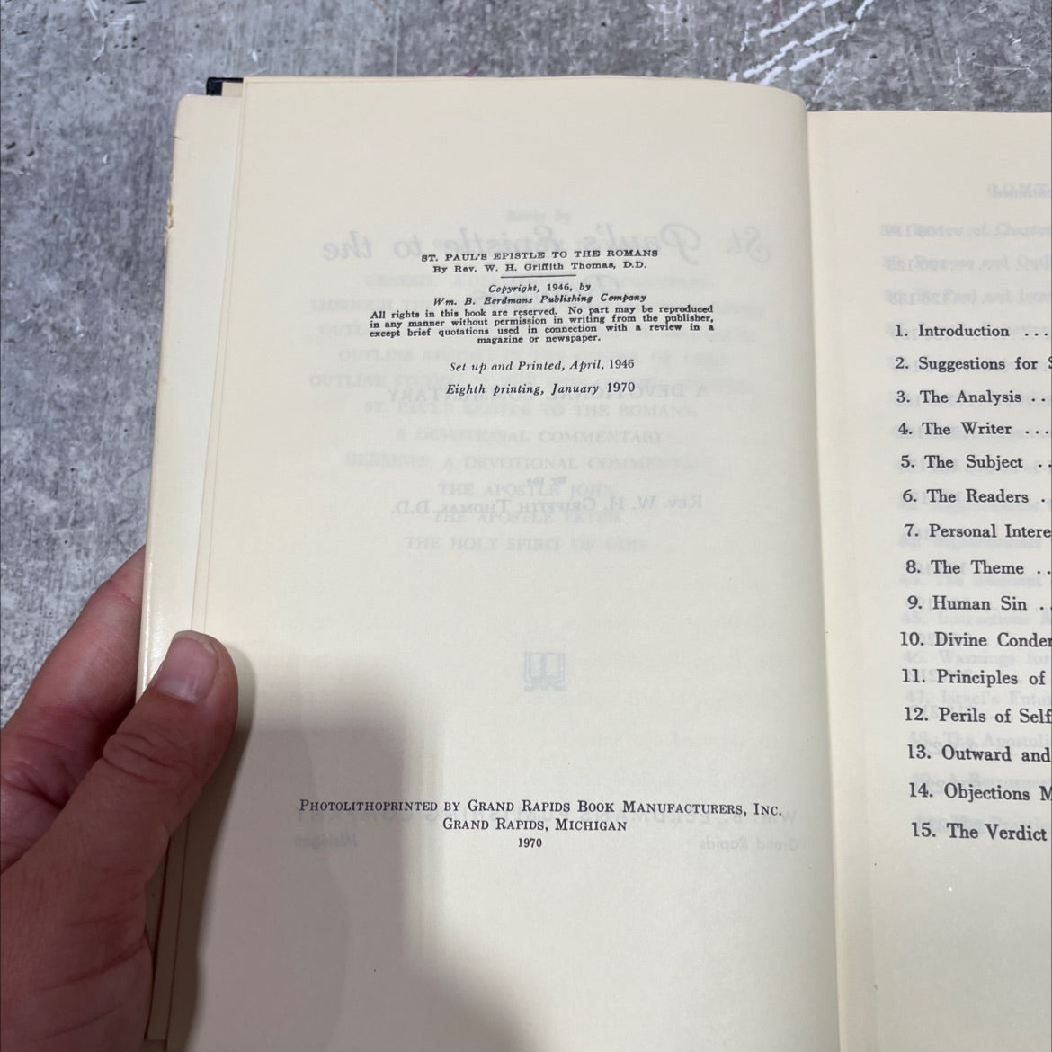 st. paul's epistle to the romans book, by rev. w. h. griffith thomas, d.d., 1970 Hardcover image 3