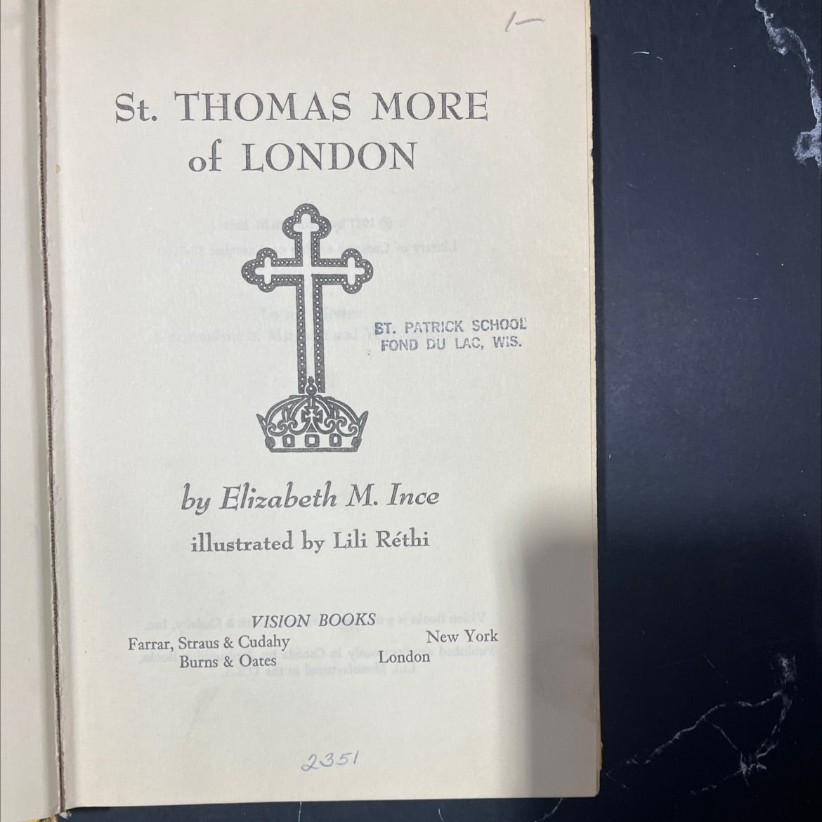 st. thomas more of london book, by Elizabeth M. Ince, 1957 Hardcover image 2