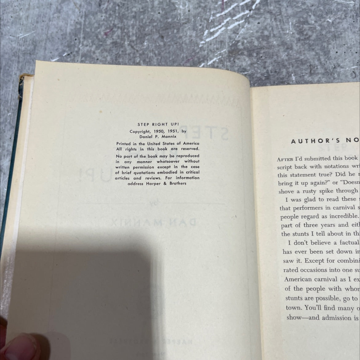 step right up! book, by dan mannix, 1951 Hardcover image 3