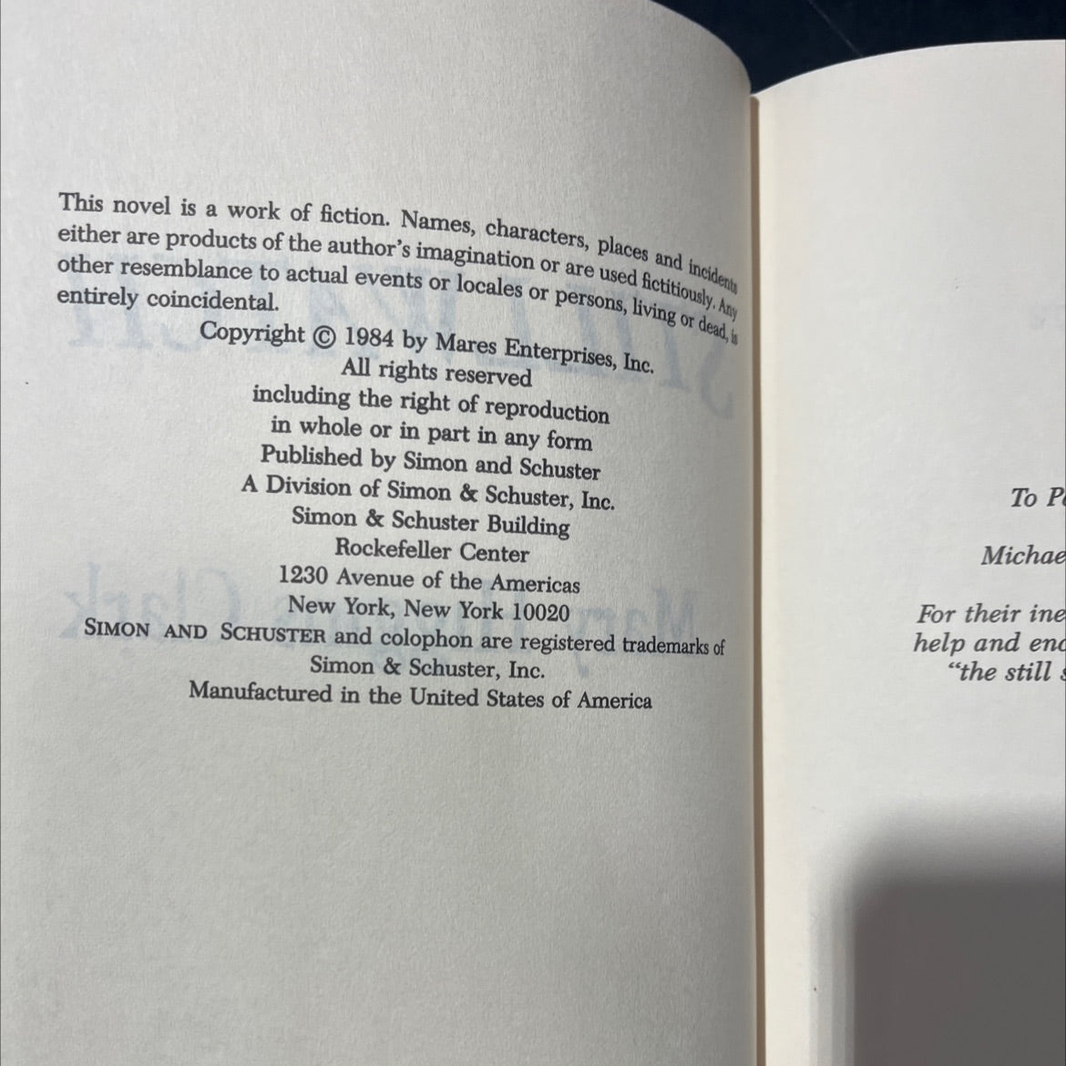 stillwatch book, by Mary Higgins Clark, 1984 Hardcover image 3