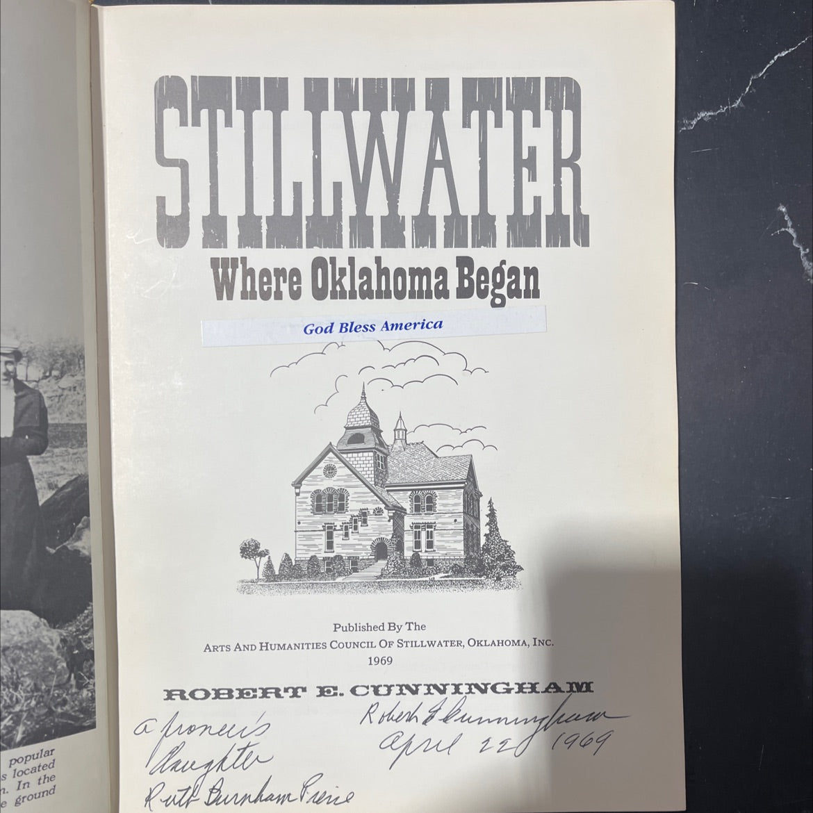SIGNED stillwater where oklahoma began book, by robert e. cunningham, 1969 Hardcover image 2