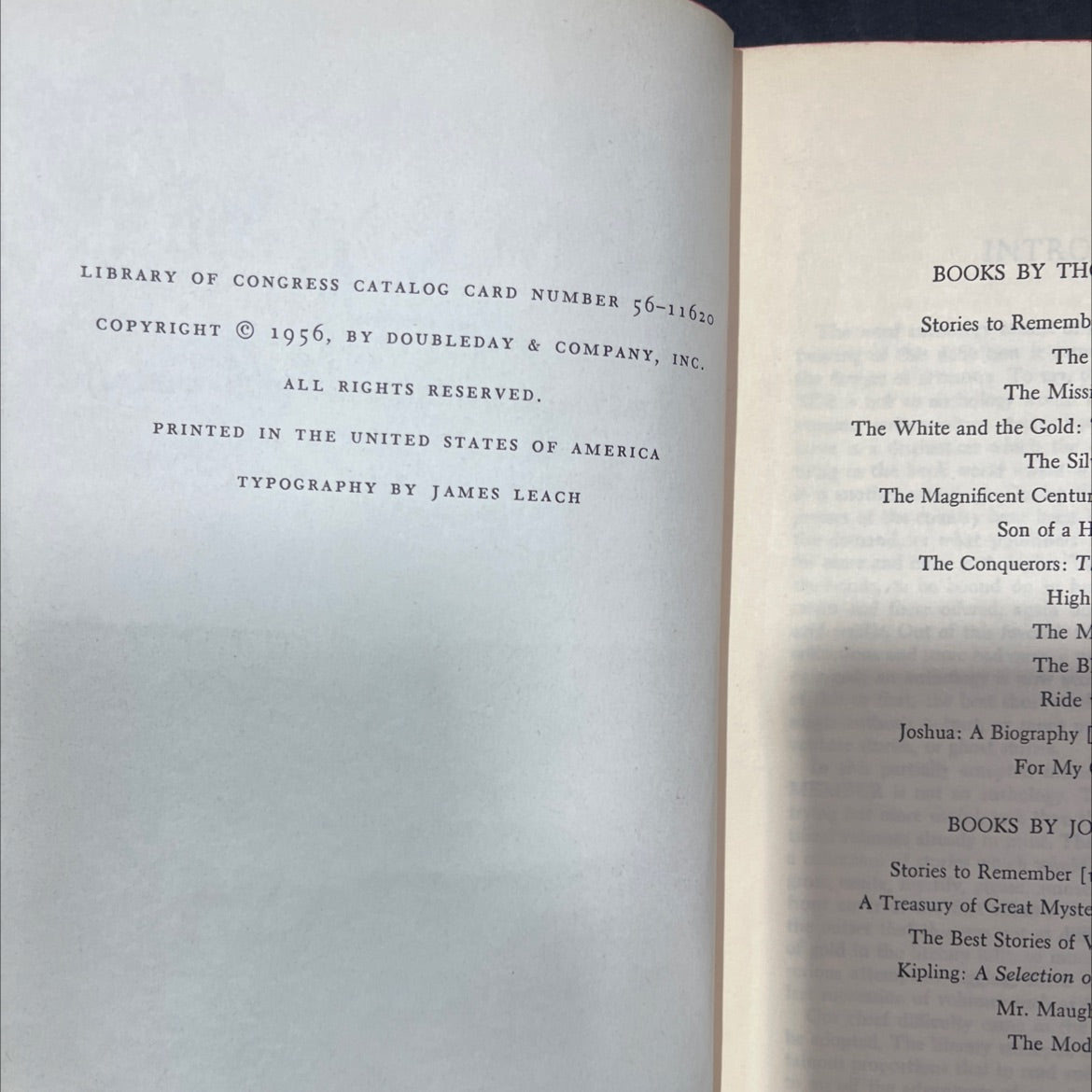 stories to remember book, by Thomas B. Costain, John Beecroft, 1956 Hardcover image 3