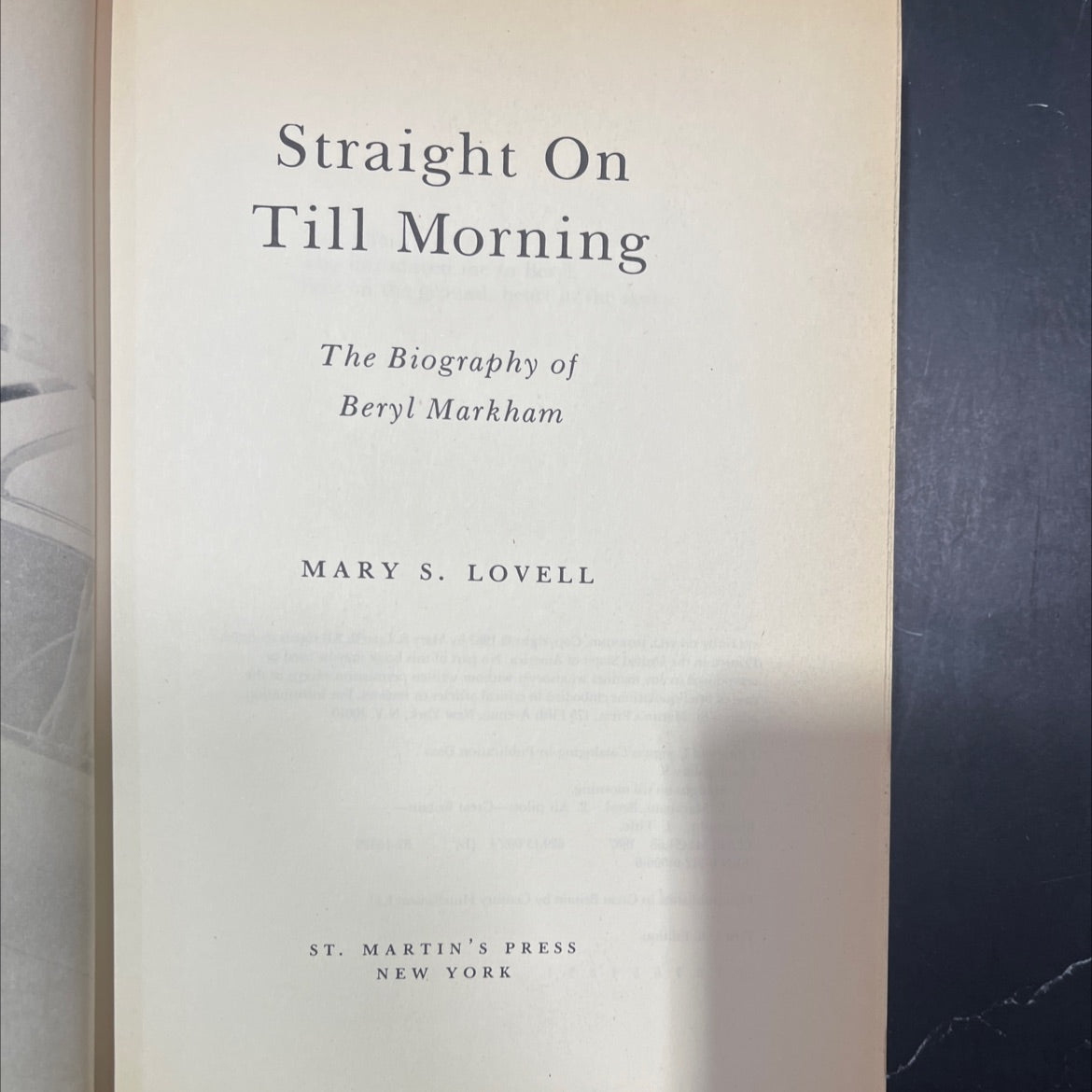 straight on till morning book, by mary s. lovell, 1987 Hardcover image 2