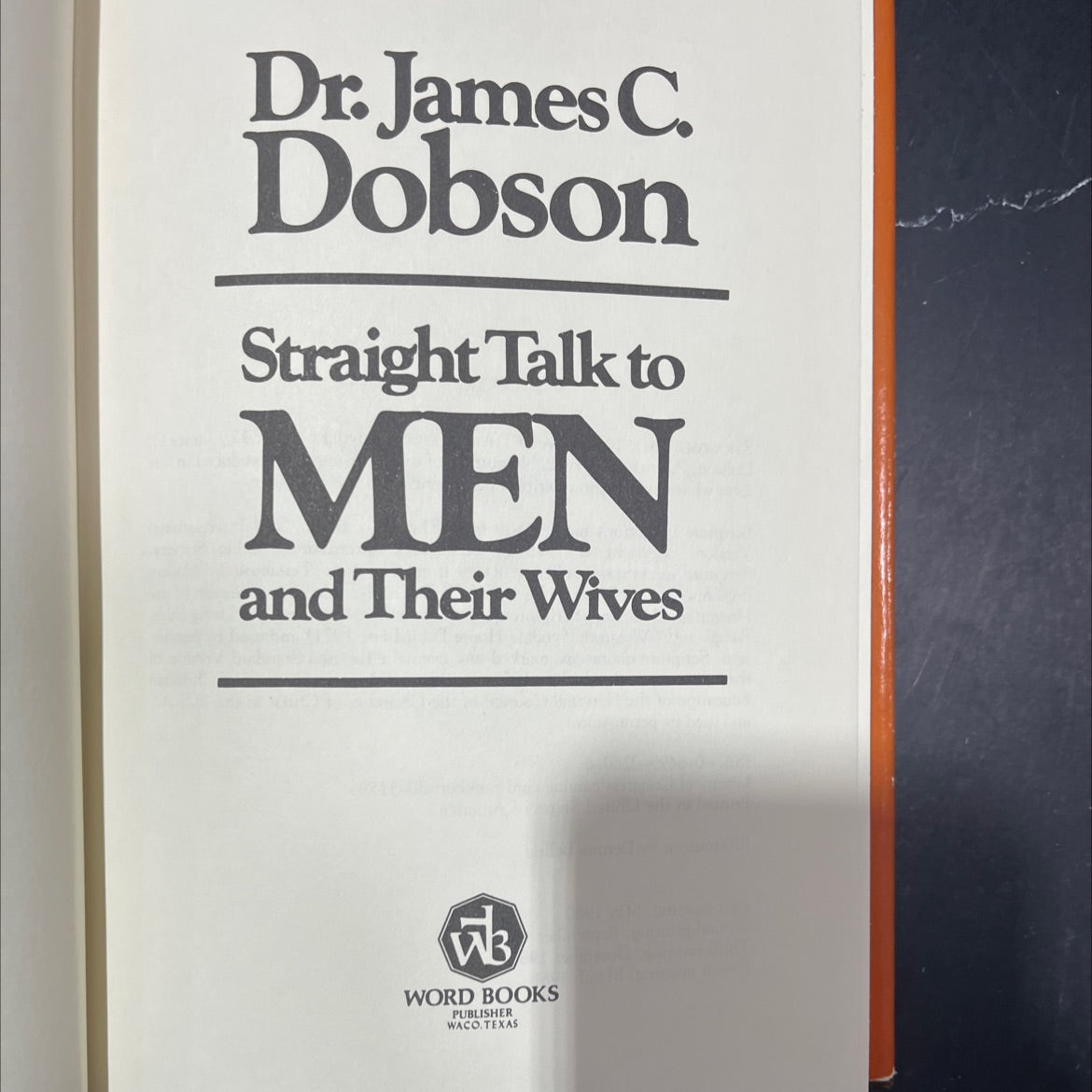 straight talk to men and their wives book, by James C. Dobson, 1980 Hardcover image 2
