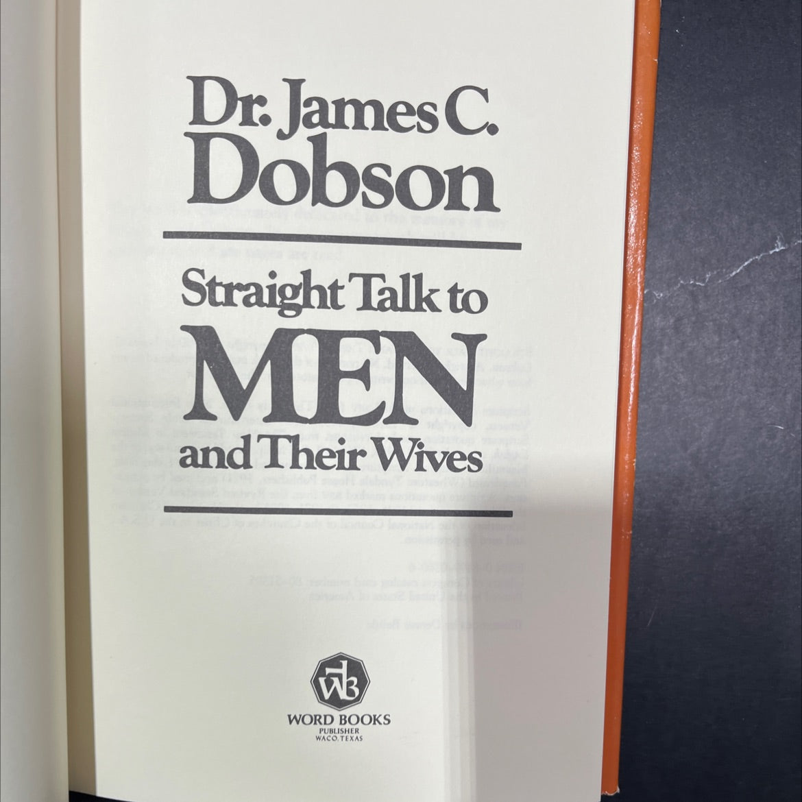 straight talk to men and their wives book, by James C. Dobson, 1980 Hardcover image 2