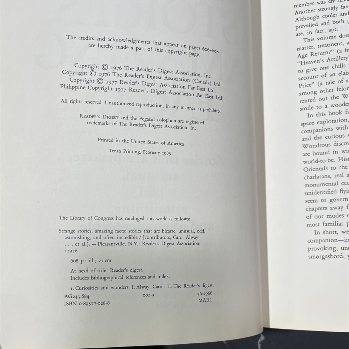 strange stories, amazing facts book, by Carol Alway, 1977 Hardcover image 3