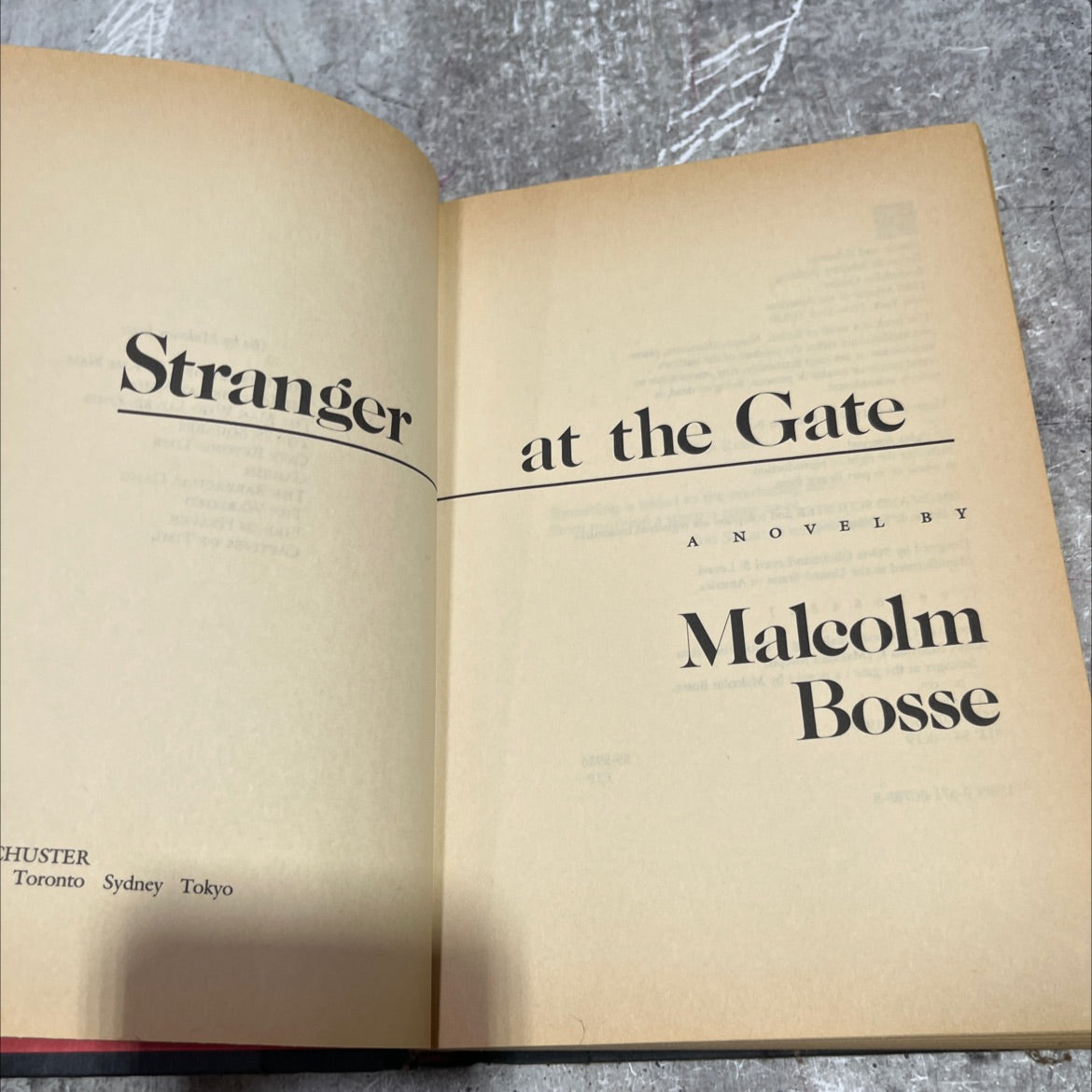 stranger at the gate book, by Malcolm Bosse, 1989 Hardcover image 2