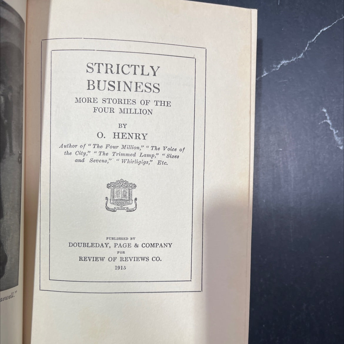 strictly business more stories of the four million book, by o. henry, 1915 Hardcover image 2