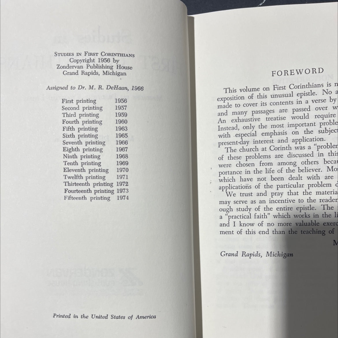 studies in first corinthians messages on practical christian living book, by m. r. de haan, m.d., 1970 Paperback image 3