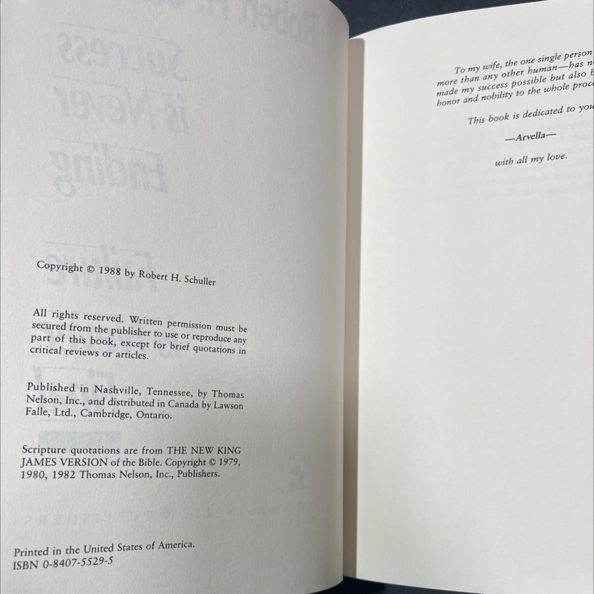 success is never ending failure is never final book, by Robert H. Schuller, 1988 Hardcover image 3